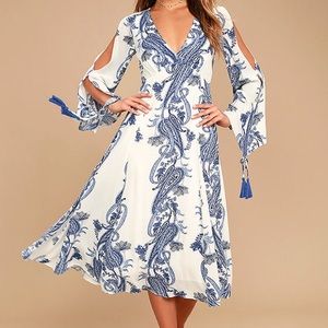 Boat Life Blue and White Print Midi Dress